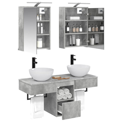 Set di Armadi da Bagno 5 pz Grigio Cemento Legno ingegnerizzato | homemem39