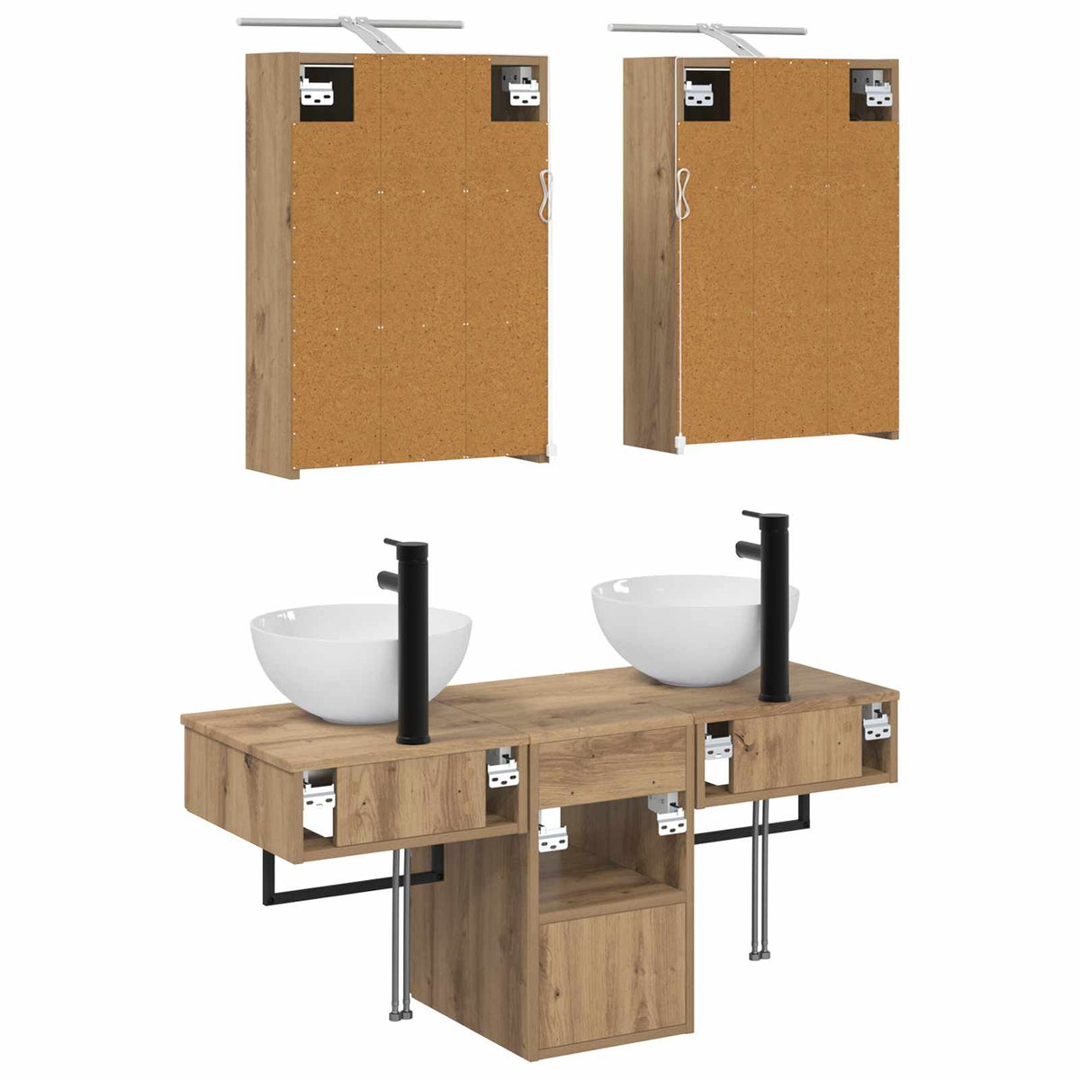 Set di Armadi da Bagno 5 pz Rovere Artigianale | homemem39