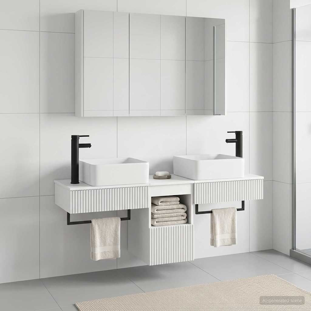 Set di Armadi da Bagno 4 pz Bianco Legno ingegnerizzato | homemem39
