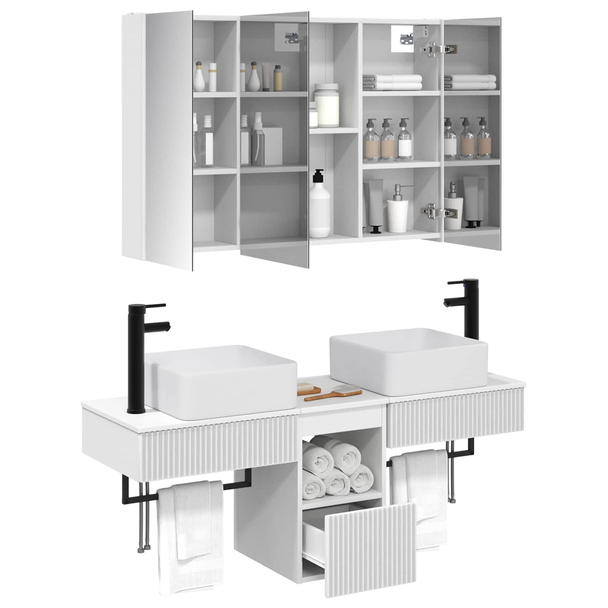 Set di Armadi da Bagno 4 pz Bianco Legno ingegnerizzato | homemem39
