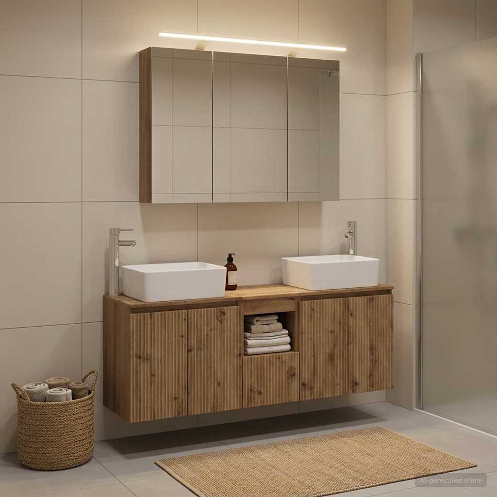 Set di Armadi da Bagno 4 pz Rovere Artigianale | homemem39