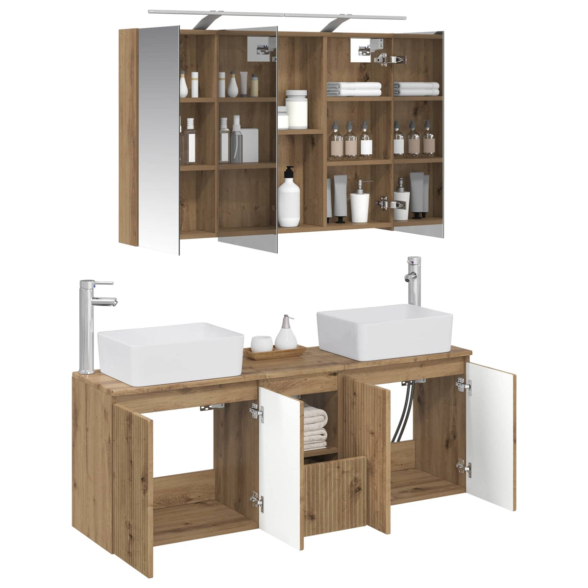 Set di Armadi da Bagno 4 pz Rovere Artigianale | homemem39