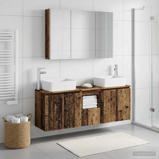 Set di Armadi da Bagno 4 pz Legno antico Legno ingegnerizzato | homemem39