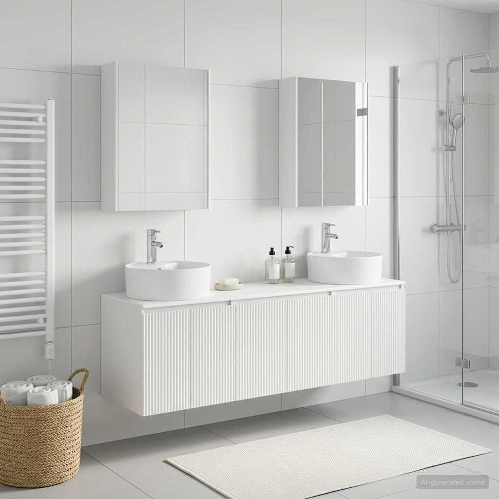 Set di Armadi da Bagno 5 pz Bianco Legno ingegnerizzato | homemem39