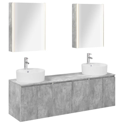 Set di Armadi da Bagno 5 pz Grigio Cemento Legno ingegnerizzato | homemem39