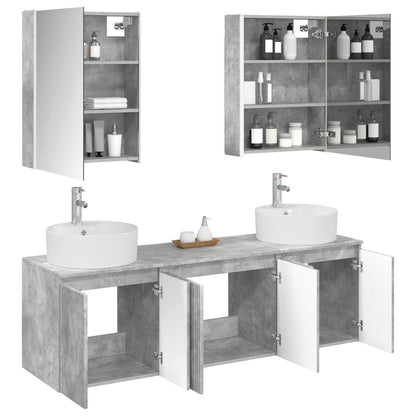 Set di Armadi da Bagno 5 pz Grigio Cemento Legno ingegnerizzato | homemem39