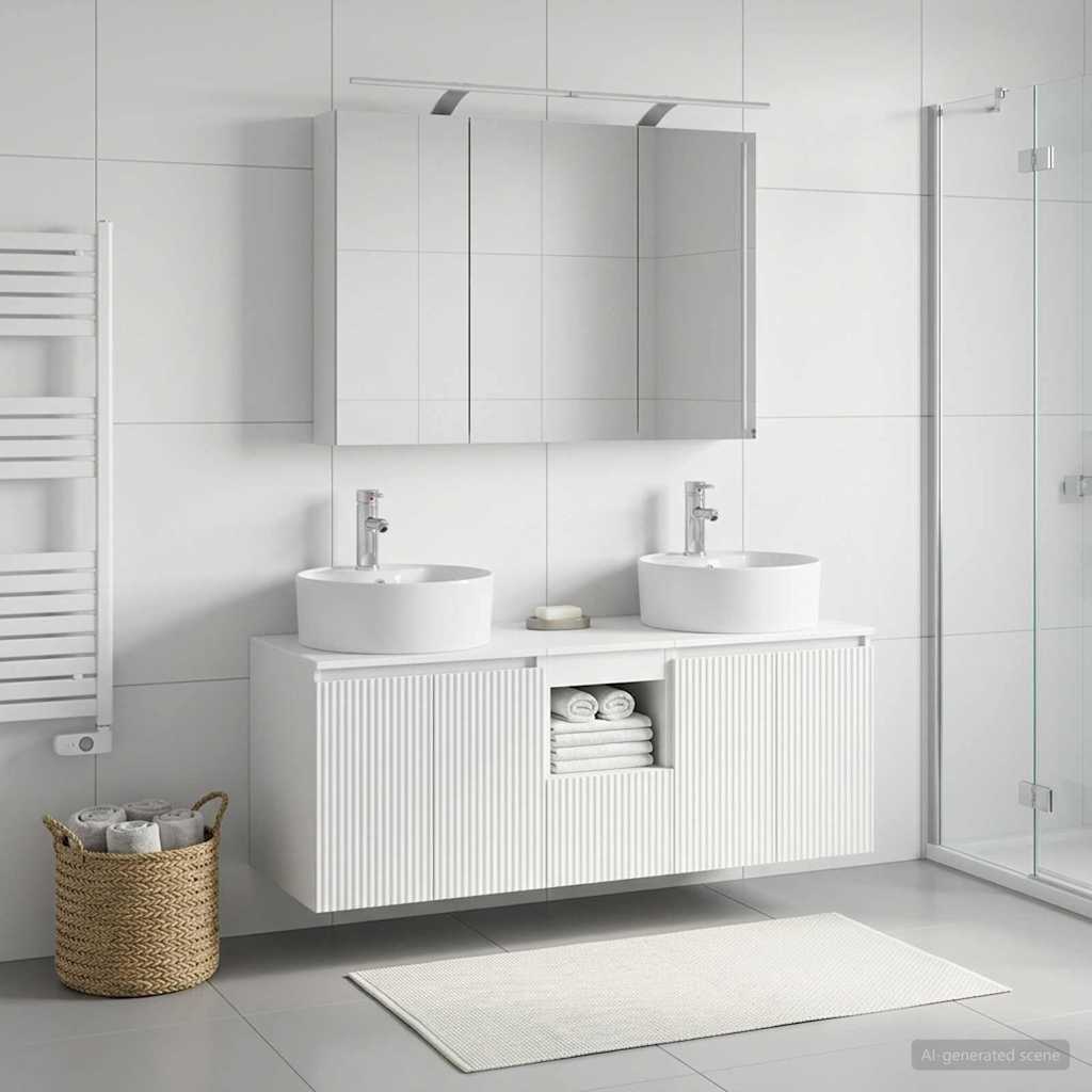 Set di Armadi da Bagno 4 pz Bianco Legno ingegnerizzato | homemem39