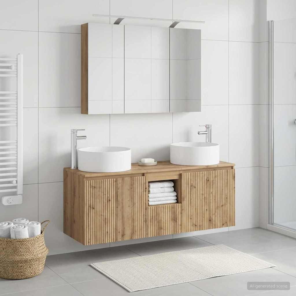 Set di Armadi da Bagno 4 pz Rovere Artigianale | homemem39