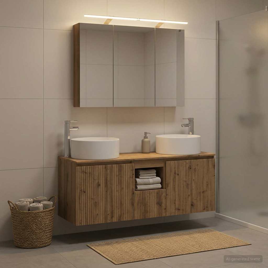 Set di Armadi da Bagno 4 pz Rovere Artigianale | homemem39