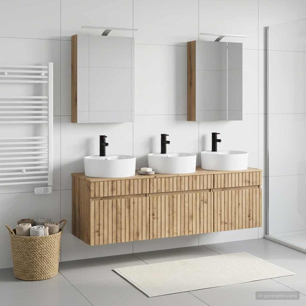Set di Armadi da Bagno 5 pz Rovere Artigianale | homemem39