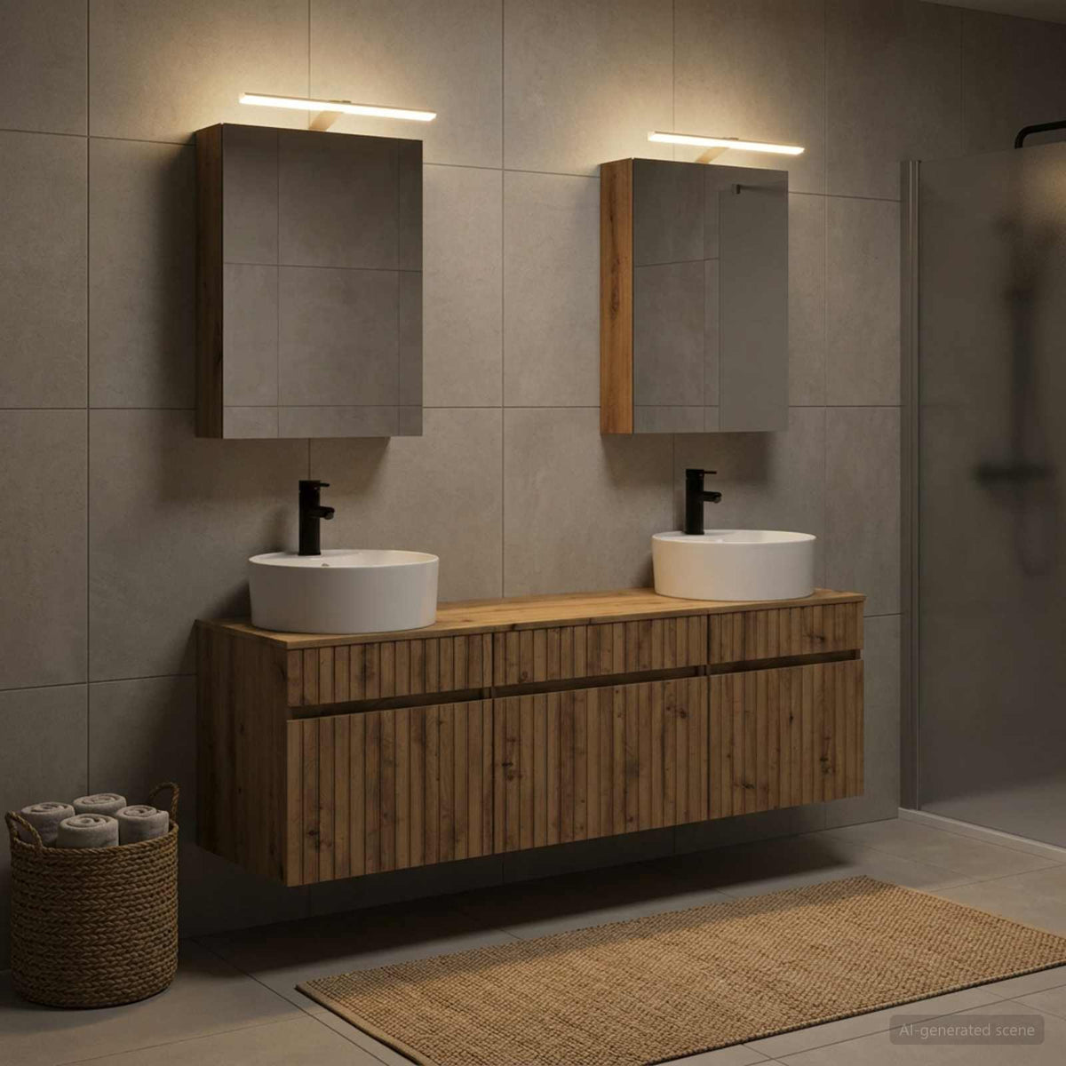 Set di Armadi da Bagno 5 pz Rovere Artigianale | homemem39
