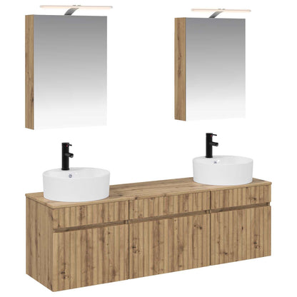 Set di Armadi da Bagno 5 pz Rovere Artigianale