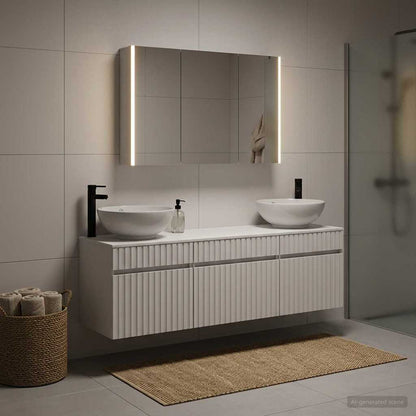 Set di Armadi da Bagno 4 pz Bianco Legno ingegnerizzato