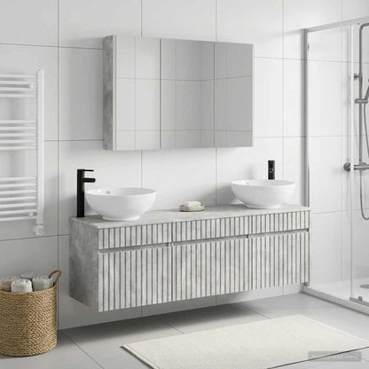 Set di Armadi da Bagno 4 pz Grigio Cemento Legno ingegnerizzato | homemem39