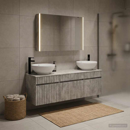 Set di Armadi da Bagno 4 pz Grigio Cemento Legno ingegnerizzato | homemem39
