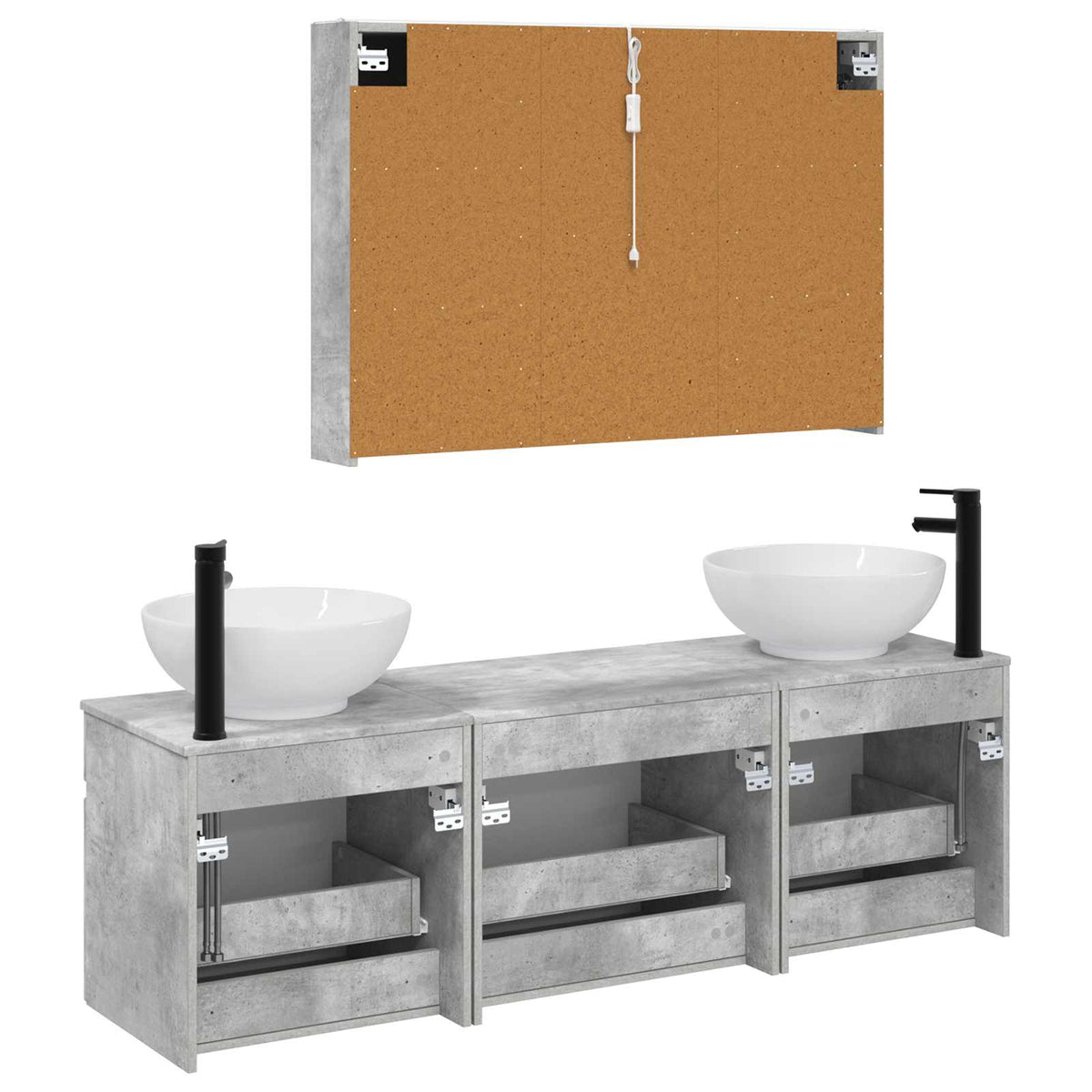 Set di Armadi da Bagno 4 pz Grigio Cemento Legno ingegnerizzato | homemem39