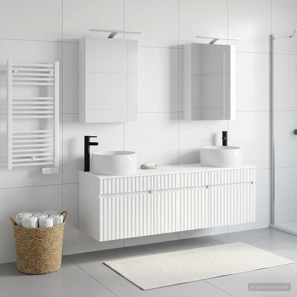 Set di Armadi da Bagno 5 pz Bianco Legno ingegnerizzato