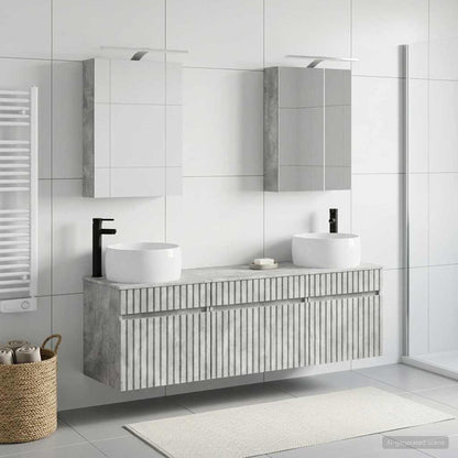 Set di Armadi da Bagno 5 pz Grigio Cemento Legno ingegnerizzato