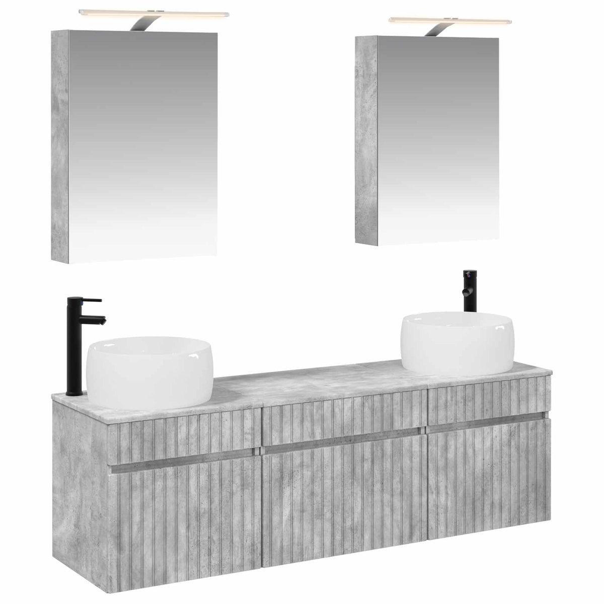 Set di Armadi da Bagno 5 pz Grigio Cemento Legno ingegnerizzato | homemem39