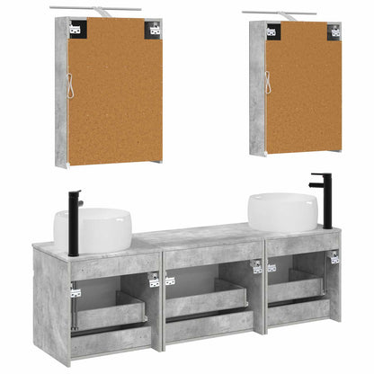 Set di Armadi da Bagno 5 pz Grigio Cemento Legno ingegnerizzato | homemem39