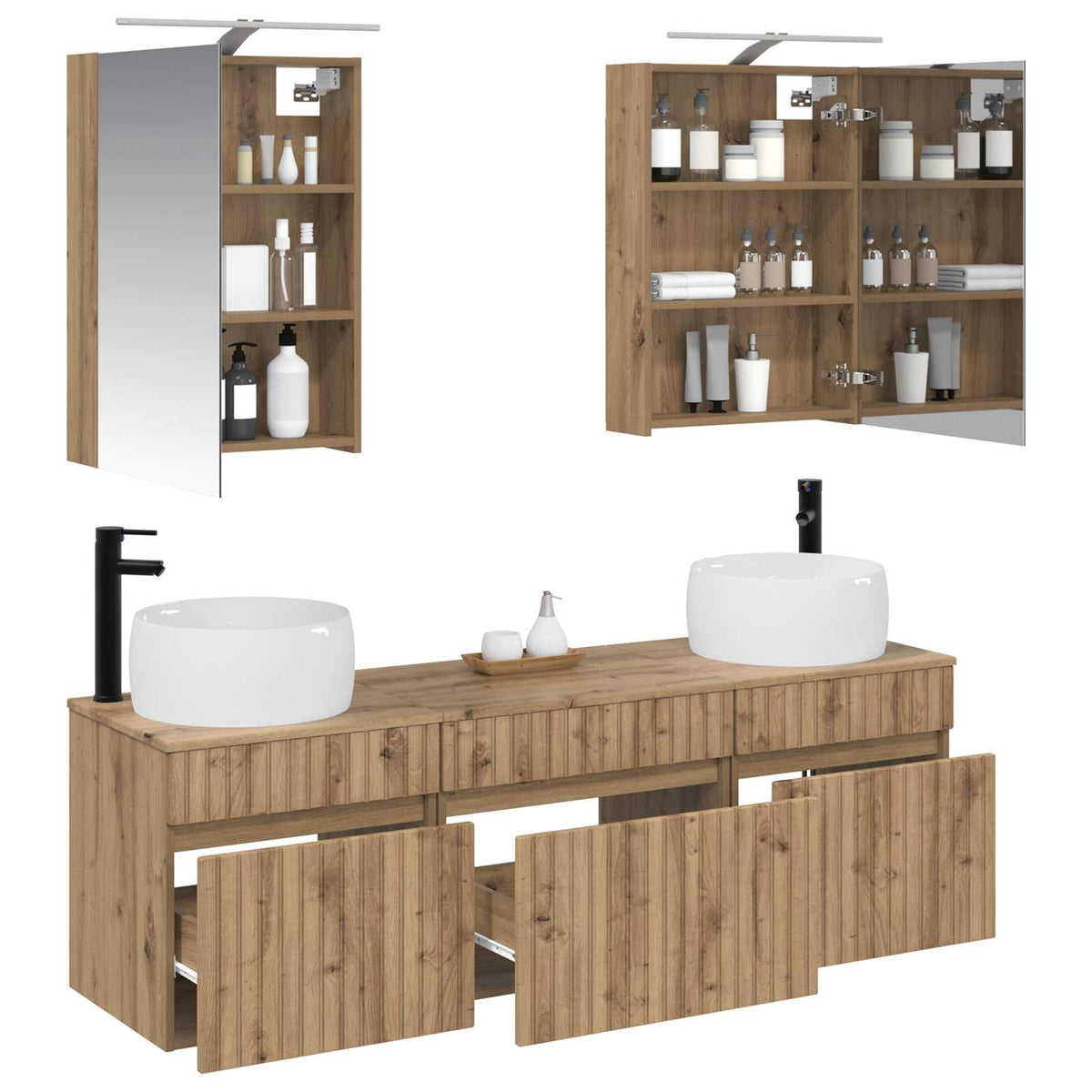 Set di Armadi da Bagno 5 pz Rovere Artigianale | homemem39