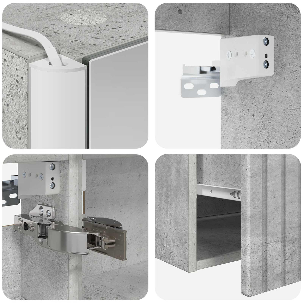 Set di Armadi da Bagno 4 pz Grigio Cemento Legno ingegnerizzato | homemem39