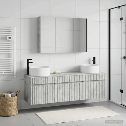 Set di Armadi da Bagno 4 pz Grigio Cemento Legno ingegnerizzato | homemem39