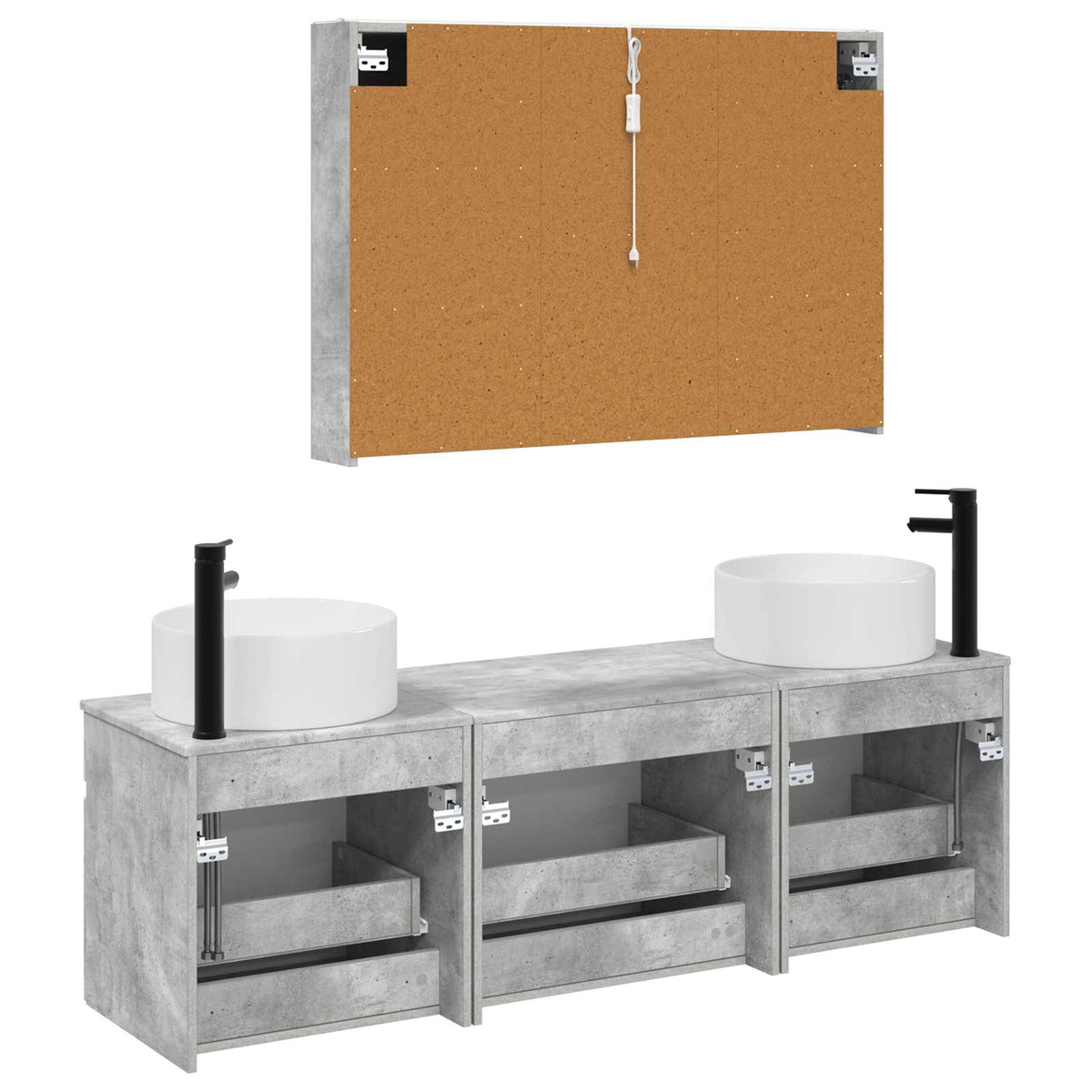 Set di Armadi da Bagno 4 pz Grigio Cemento Legno ingegnerizzato | homemem39