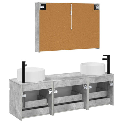 Set di Armadi da Bagno 4 pz Grigio Cemento Legno ingegnerizzato | homemem39