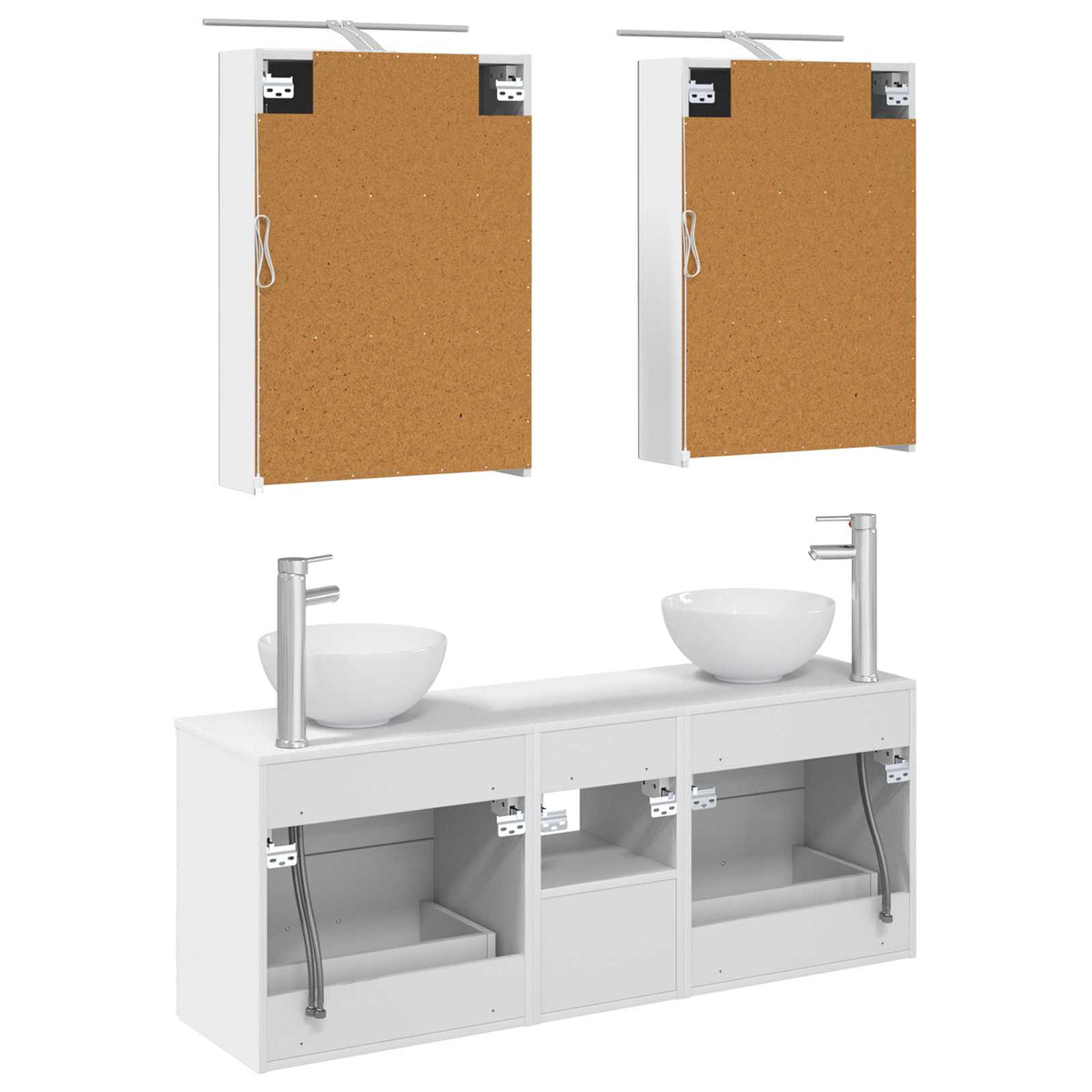 Set di Armadi da Bagno 5 pz Bianco Legno ingegnerizzato | homemem39