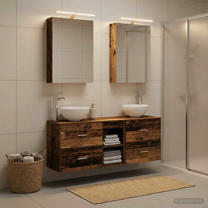 Set di Armadi da Bagno 5 pz Legno antico Legno ingegnerizzato | homemem39