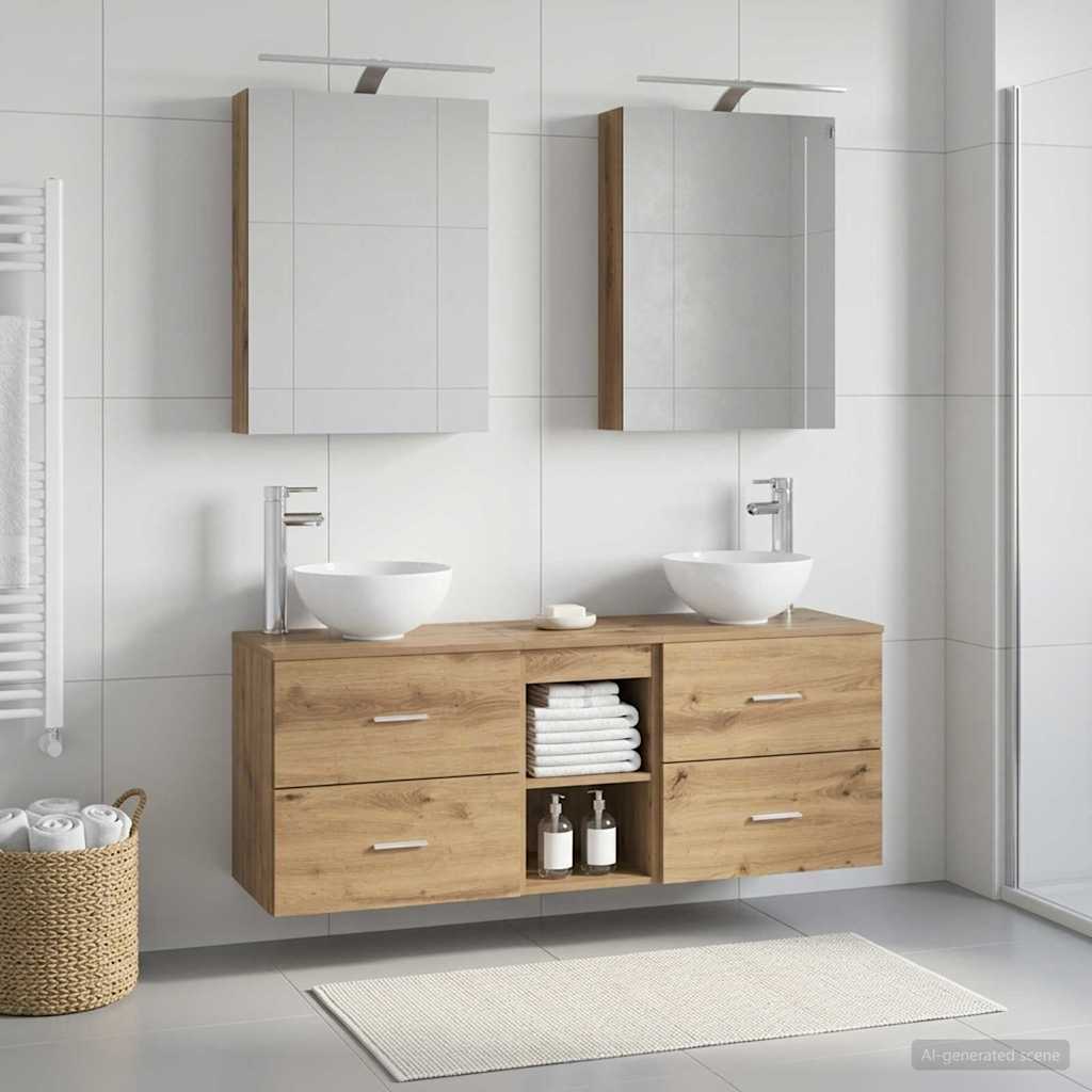 Set di Armadi da Bagno 5 pz Rovere Artigianale | homemem39