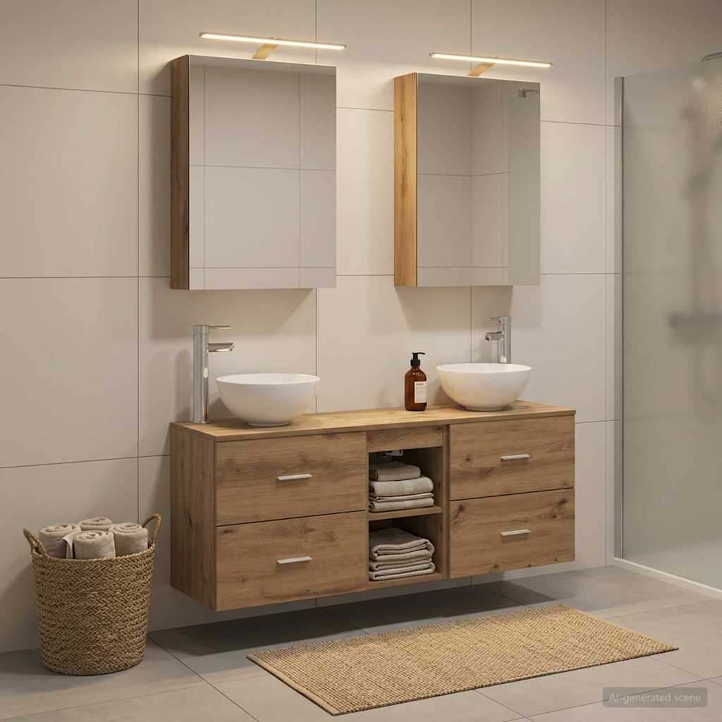 Set di Armadi da Bagno 5 pz Rovere Artigianale | homemem39