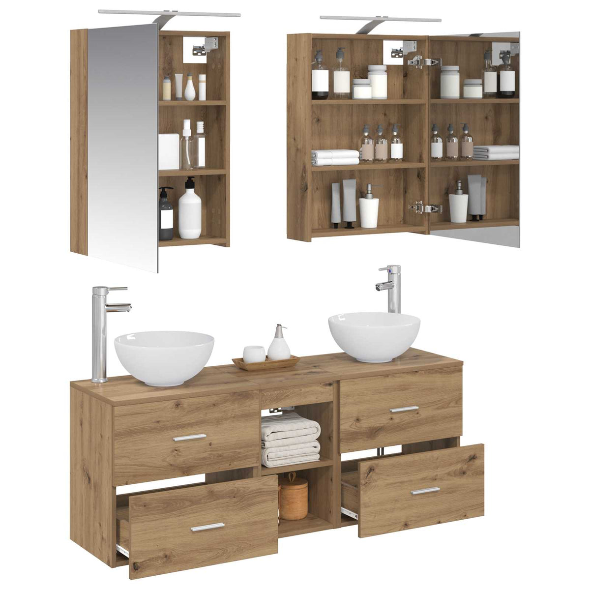 Set di Armadi da Bagno 5 pz Rovere Artigianale | homemem39