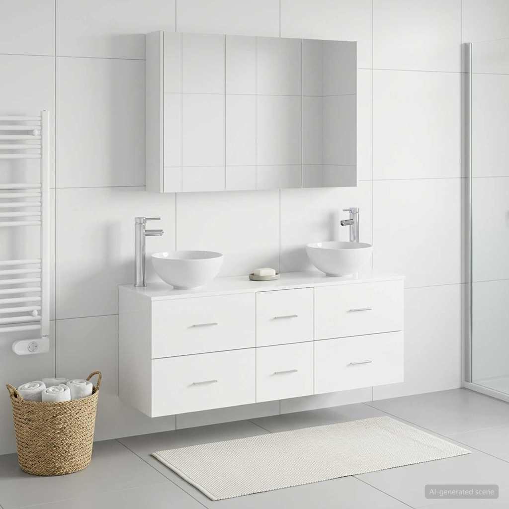 Set di mobili per il bagno 4 pz Bianco | homemem39