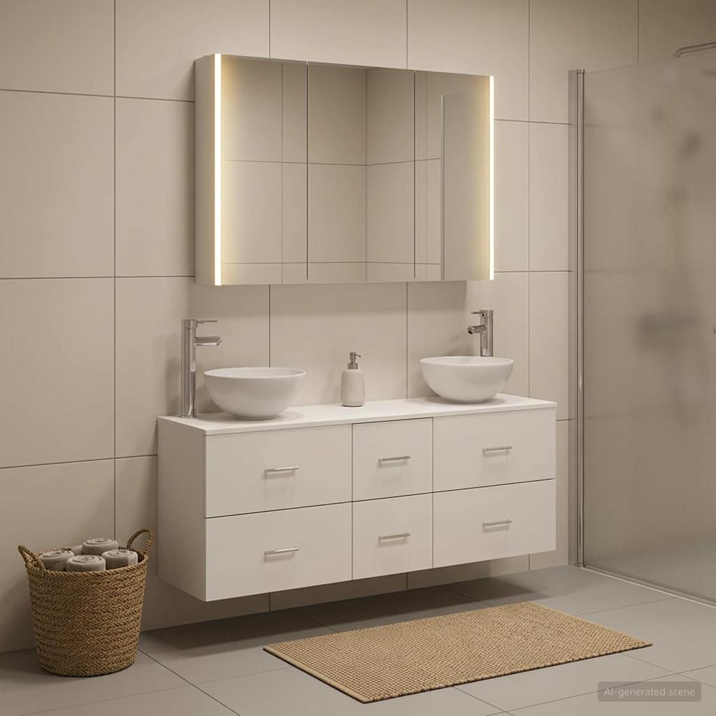Set di mobili per il bagno 4 pz Bianco | homemem39