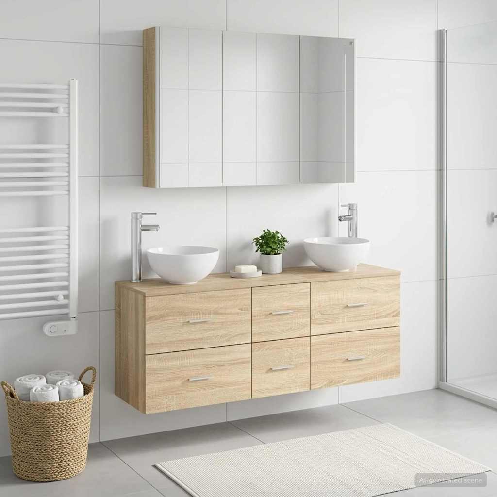 Set di mobili per il bagno 4 pz Rovere Sonoma | homemem39