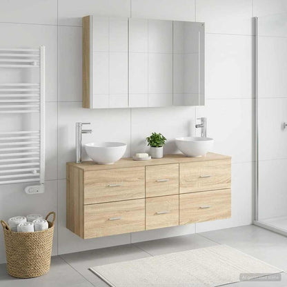Set di mobili per il bagno 4 pz Rovere Sonoma | homemem39