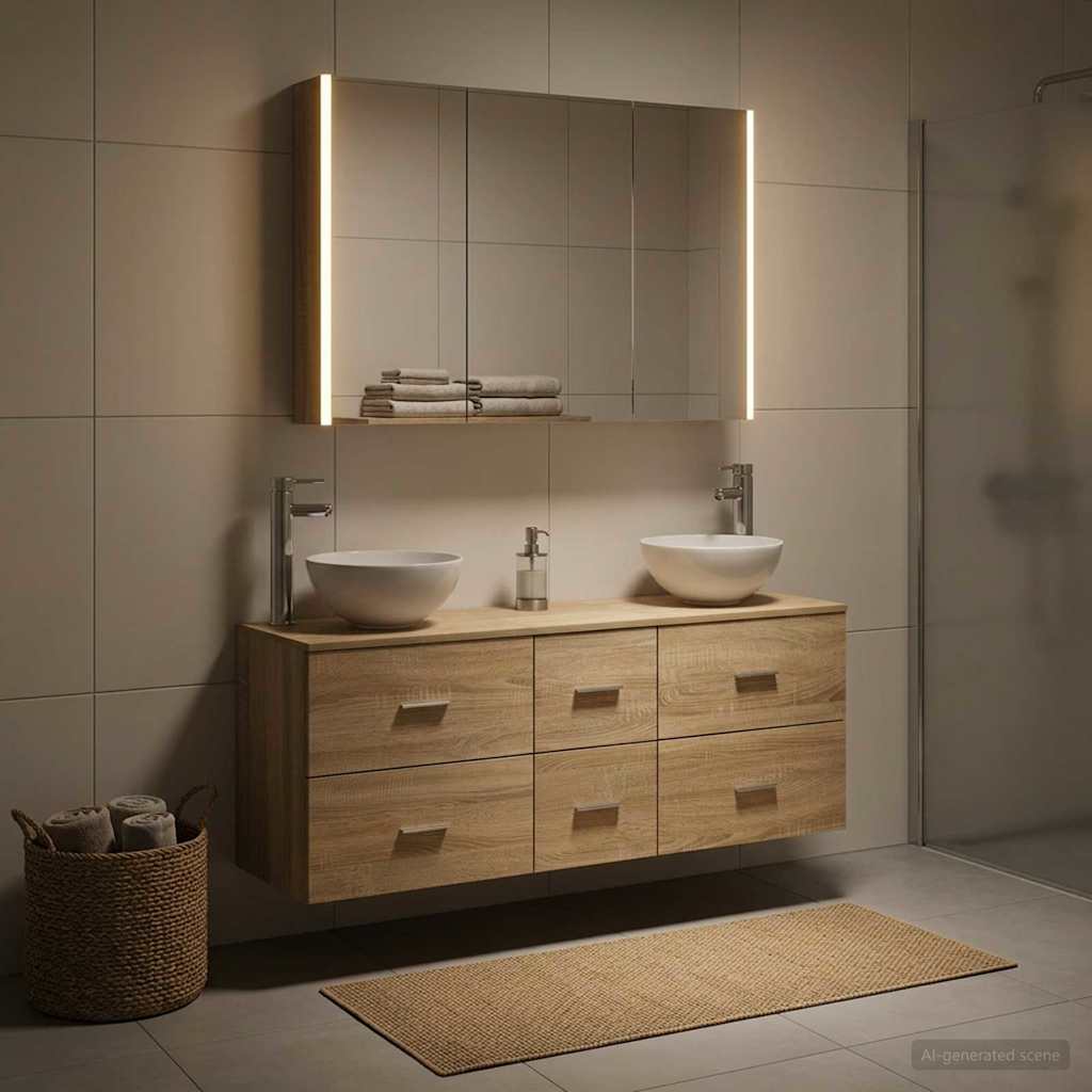 Set di mobili per il bagno 4 pz Rovere Sonoma | homemem39