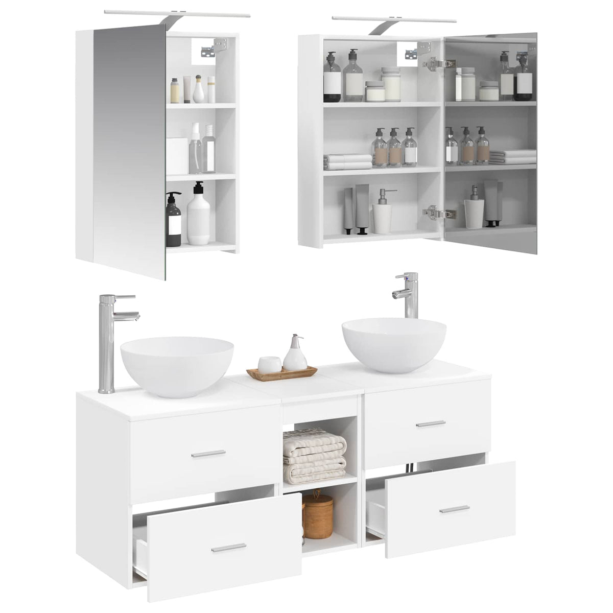 Set di mobili per il bagno 5 pz Bianco | homemem39
