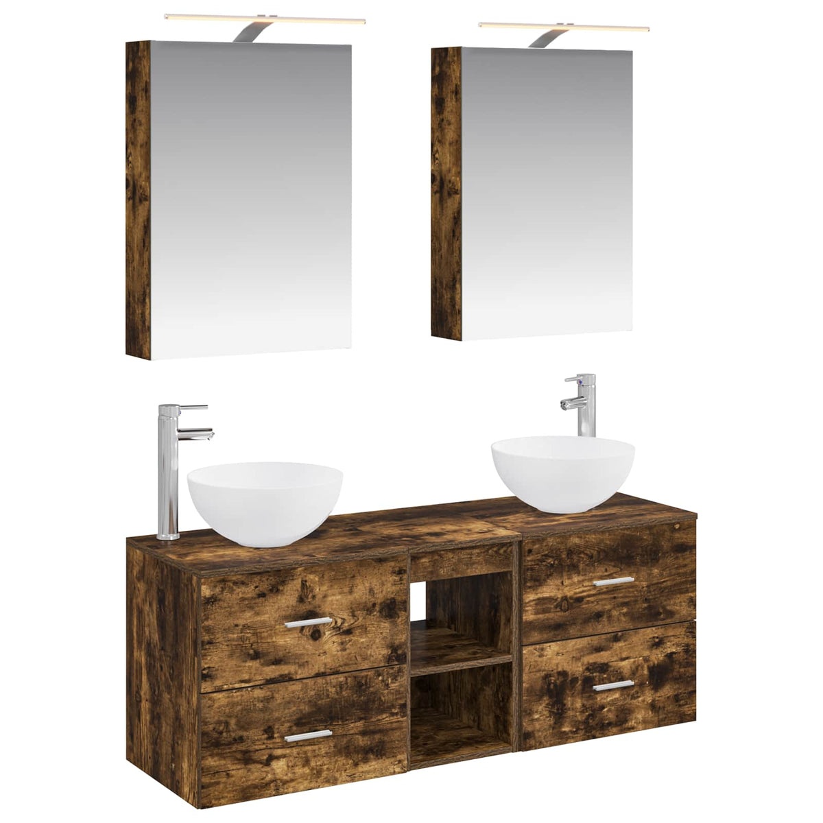 Set di mobili per il bagno 5 pz Rovere Fumo | homemem39