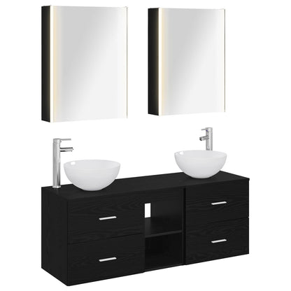 Set di mobili per il bagno 5 pz Rovere Nero | homemem39
