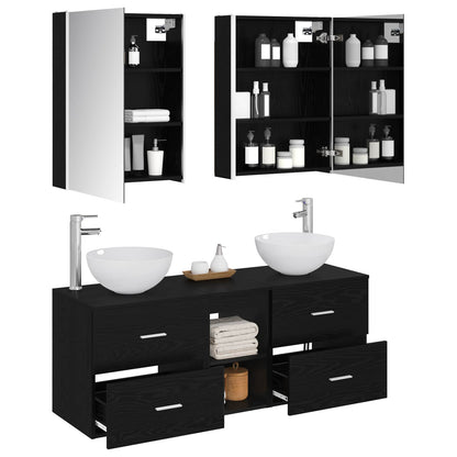 Set di mobili per il bagno 5 pz Rovere Nero | homemem39