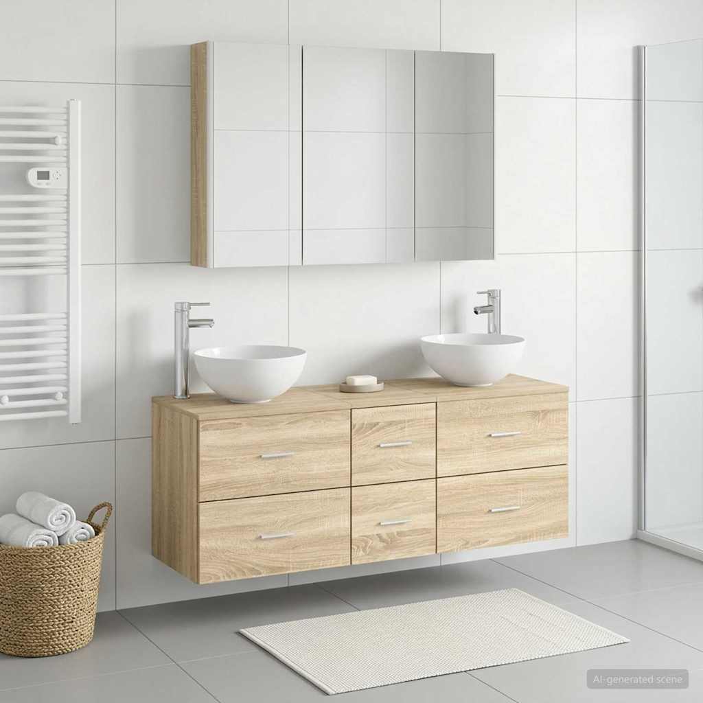 Set di mobili per il bagno 4 pz Rovere Sonoma | homemem39
