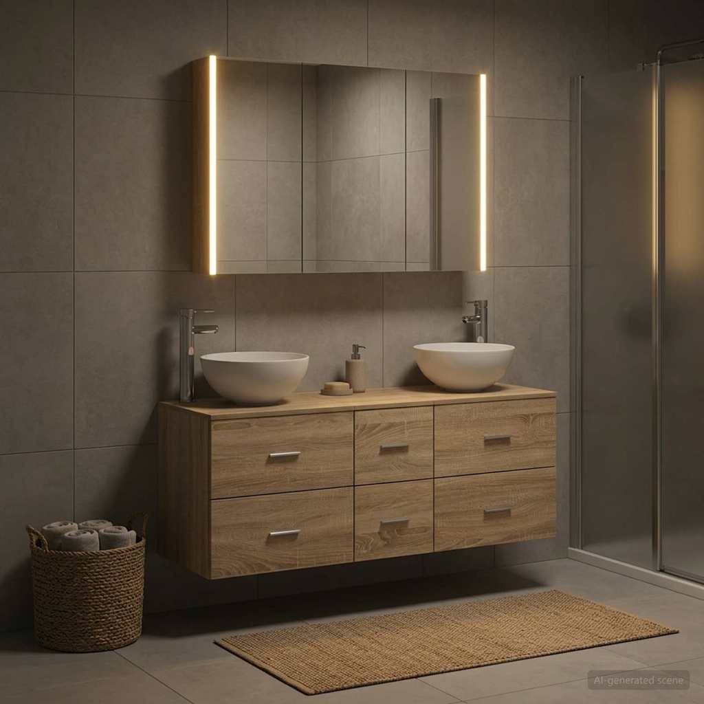 Set di mobili per il bagno 4 pz Rovere Sonoma | homemem39