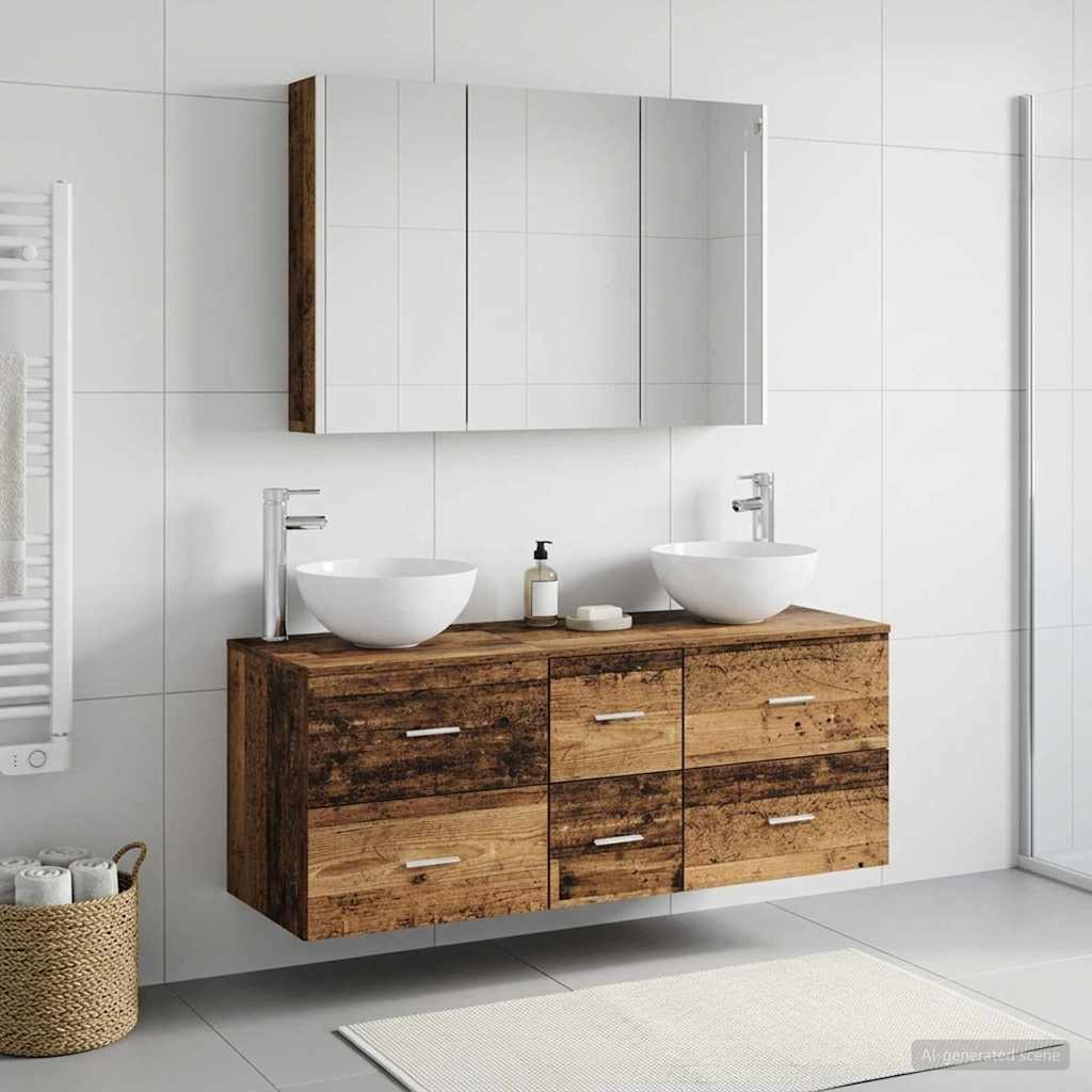 Set di mobili per il bagno 4 pz Legno antico | homemem39