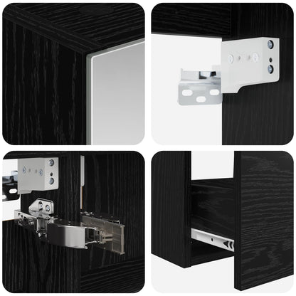 Set di mobili per il bagno 5 pz Rovere Nero | homemem39