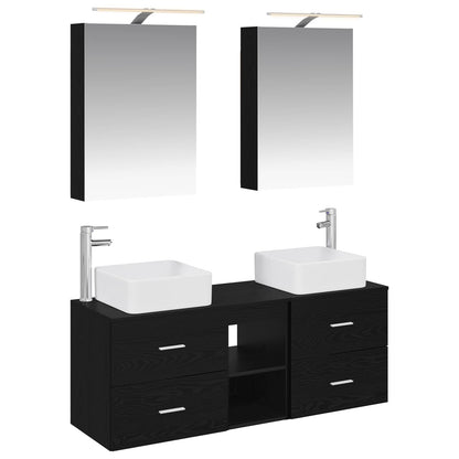 Set di mobili per il bagno 5 pz Rovere Nero | homemem39