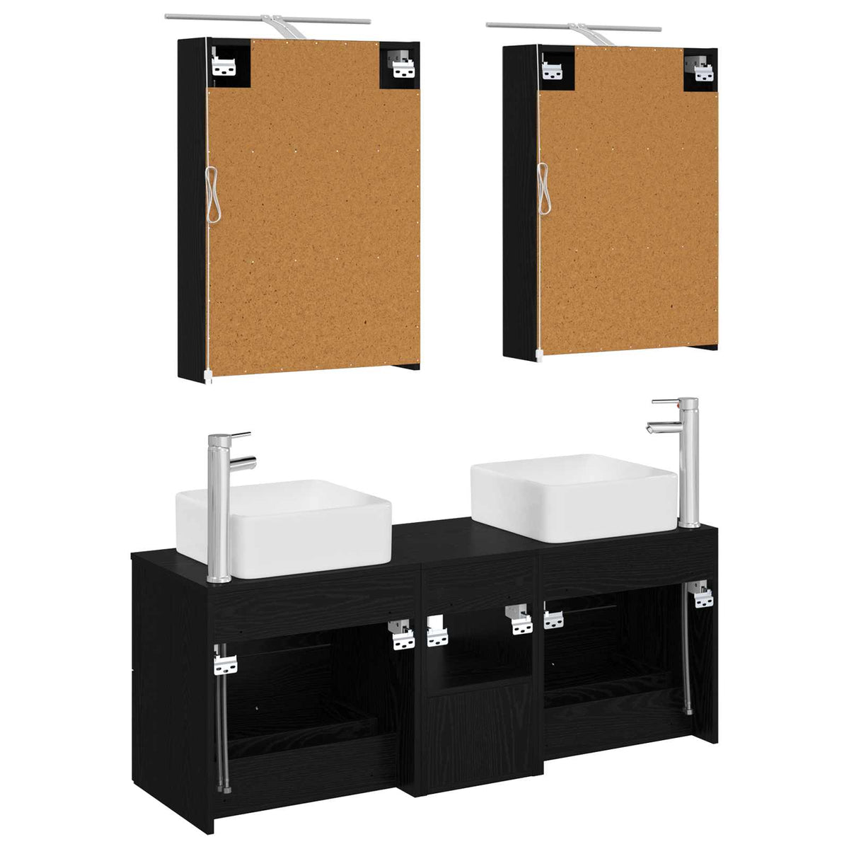 Set di mobili per il bagno 5 pz Rovere Nero | homemem39