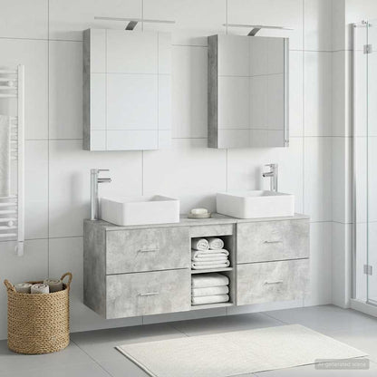 Set di mobili per il bagno 5 pz Grigio Cemento | homemem39